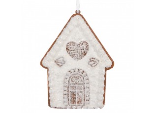 Závěsná dekorace zasněžená perníková chaloupka Frosted Ginger - 8*1*10 cm