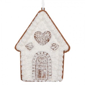 Závěsná dekorace zasněžená perníková chaloupka Frosted Ginger - 8*1*10 cm
