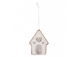 Závěsná dekorace zasněžená perníková chaloupka Frosted Ginger - 8*1*10 cm