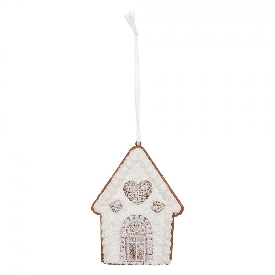 Závěsná dekorace zasněžená perníková chaloupka Frosted Ginger - 8*1*10 cm