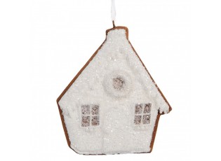 Závěsná dekorace zasněžená perníková chaloupka Frosted Ginger - 9*1*10 cm