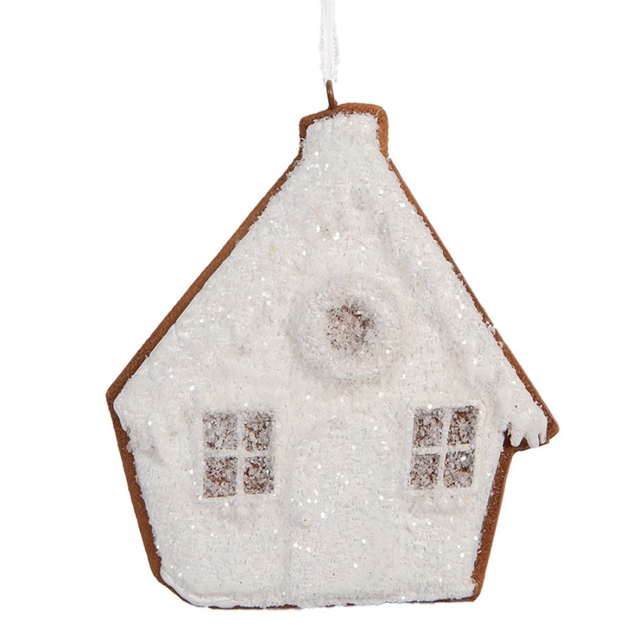 Závěsná dekorace zasněžená perníková chaloupka Frosted Ginger - 9*1*10 cm