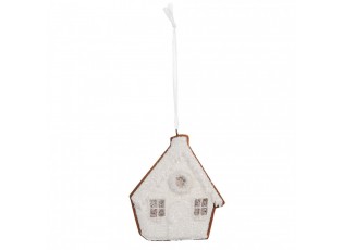 Závěsná dekorace zasněžená perníková chaloupka Frosted Ginger - 9*1*10 cm