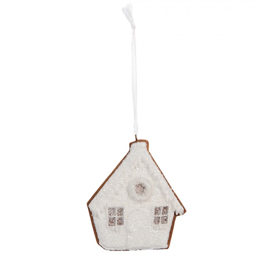 Závěsná dekorace zasněžená perníková chaloupka Frosted Ginger - 9*1*10 cm