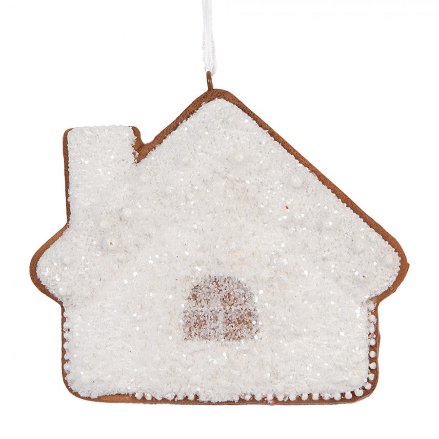 Závěsná dekorace zasněžená perníková chaloupka Frosted Ginger - 9*1*8 cm