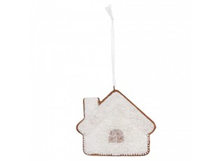 Závěsná dekorace zasněžená perníková chaloupka Frosted Ginger - 9*1*8 cm