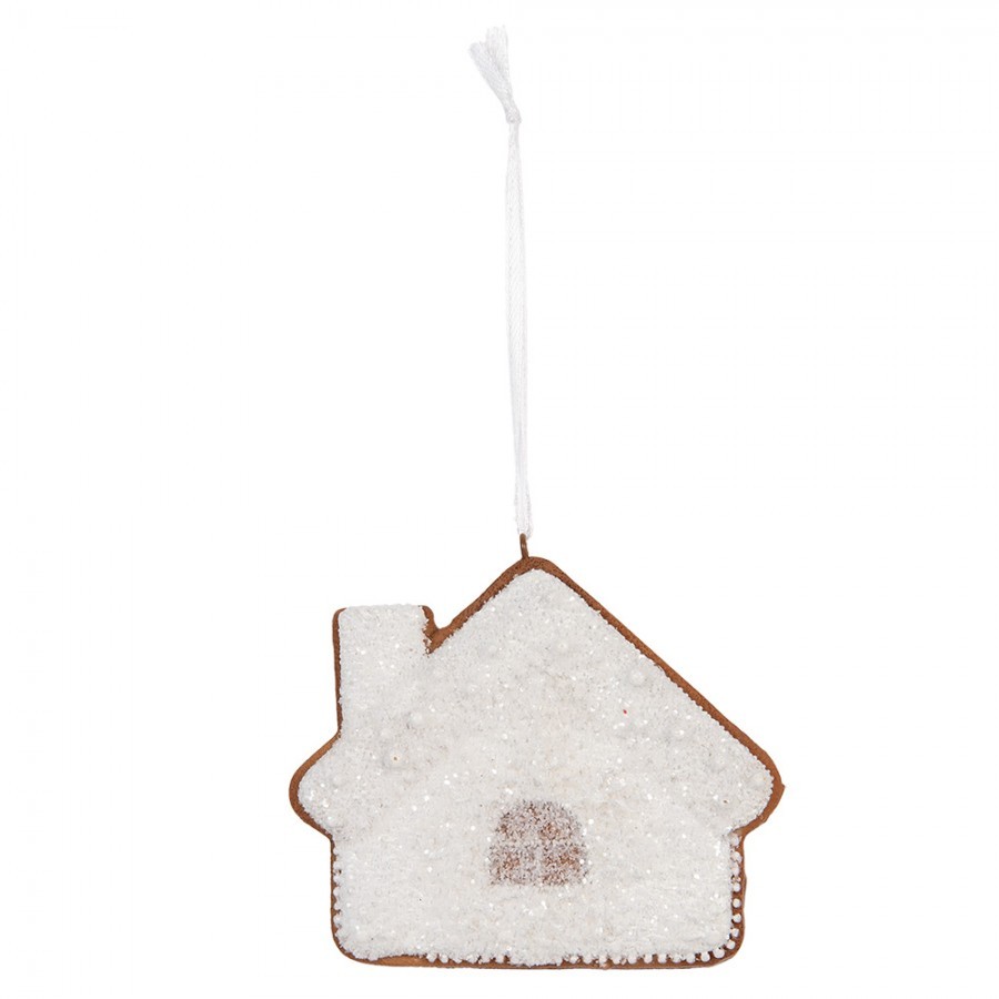 Závěsná dekorace zasněžená perníková chaloupka Frosted Ginger - 9*1*8 cm