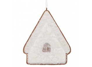 Závěsná dekorace zasněžená perníková chaloupka Frosted Ginger - 9*1*10 cm