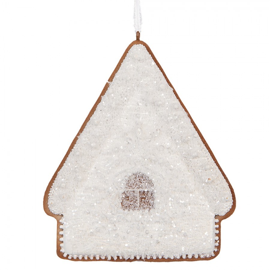 Závěsná dekorace zasněžená perníková chaloupka Frosted Ginger - 9*1*10 cm