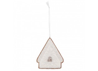 Závěsná dekorace zasněžená perníková chaloupka Frosted Ginger - 9*1*10 cm