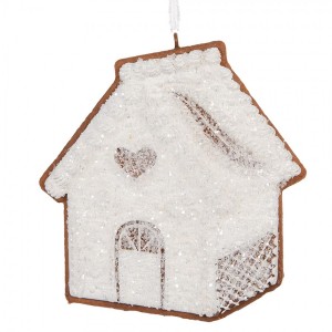 Závěsná dekorace zasněžená perníková chaloupka Frosted Ginger - 9*1*10 cm