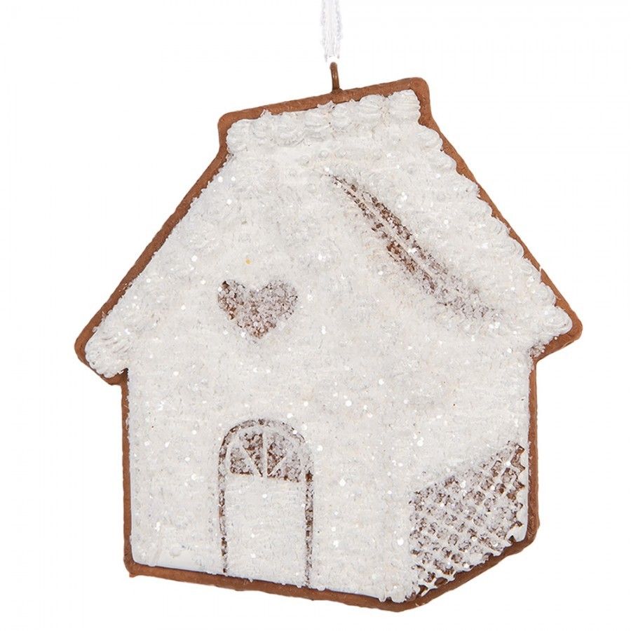 Závěsná dekorace zasněžená perníková chaloupka Frosted Ginger - 9*1*10 cm