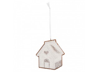 Závěsná dekorace zasněžená perníková chaloupka Frosted Ginger - 9*1*10 cm