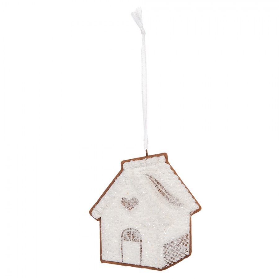 Závěsná dekorace zasněžená perníková chaloupka Frosted Ginger - 9*1*10 cm