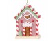 Růžová závěsná dekorace perníková chaloupka - 6*4*8 cm Clayre & Eef
