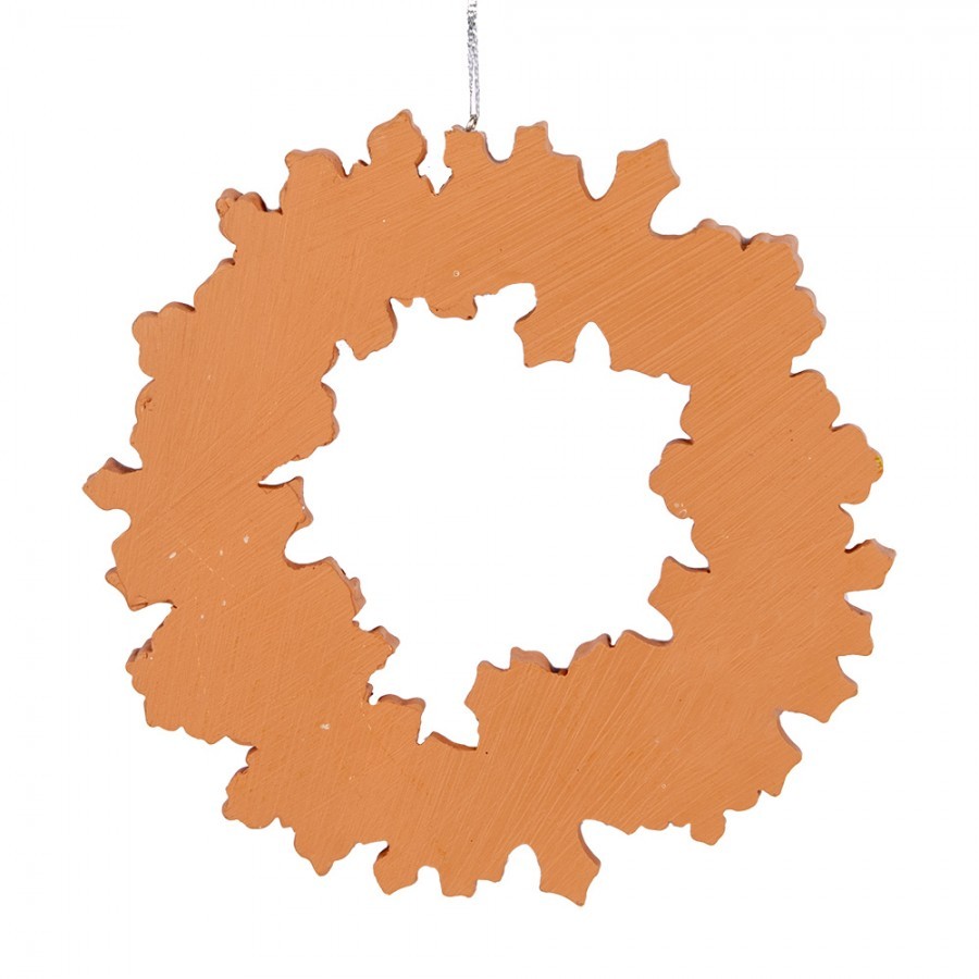 Hnědá vánoční závěsná ozdoba perníkový věneček - Ø 18*2 cm