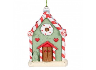 Zelená závěsná dekorace perníková chaloupka Candy - 6*4*8 cm