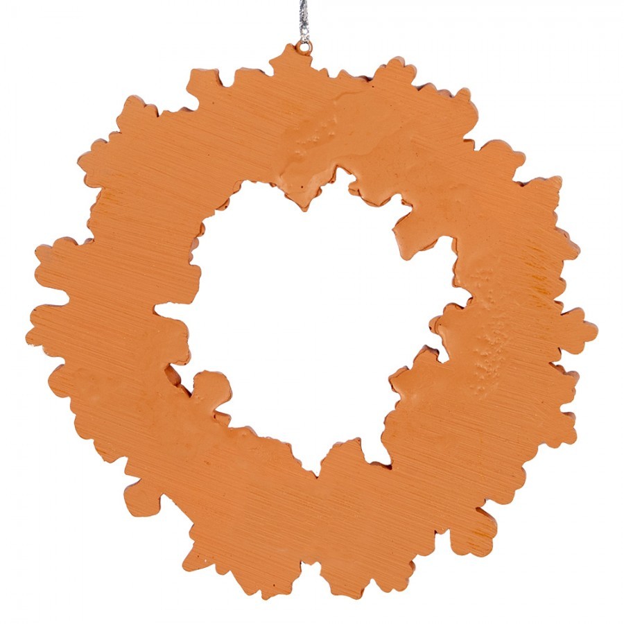 Hnědá vánoční závěsná ozdoba perníkový věneček - Ø 18*2 cm
