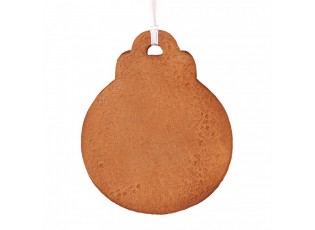 Hnědá vánoční závěsná dekorace perníková koule - 8*2*10 cm