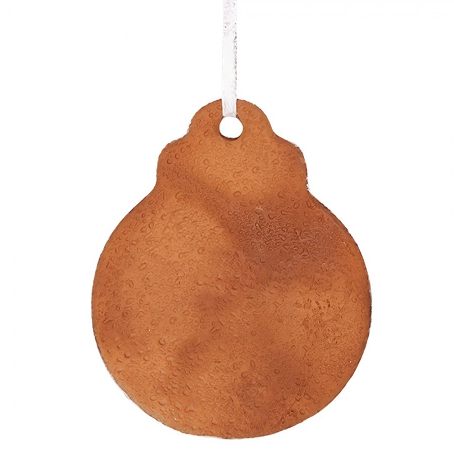 Hnědá vánoční závěsná dekorace perníková koule - 8*2*10 cm