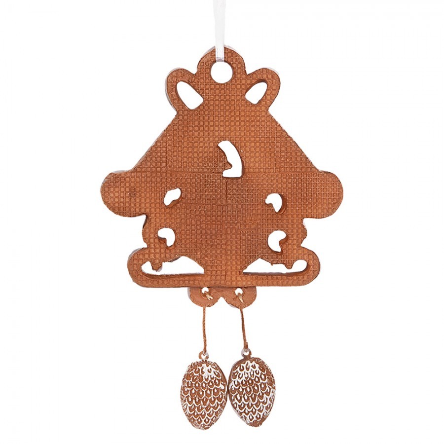 Hnědá závěsná dekorace perníkové hodiny kukačky - 12*2*18 cm
