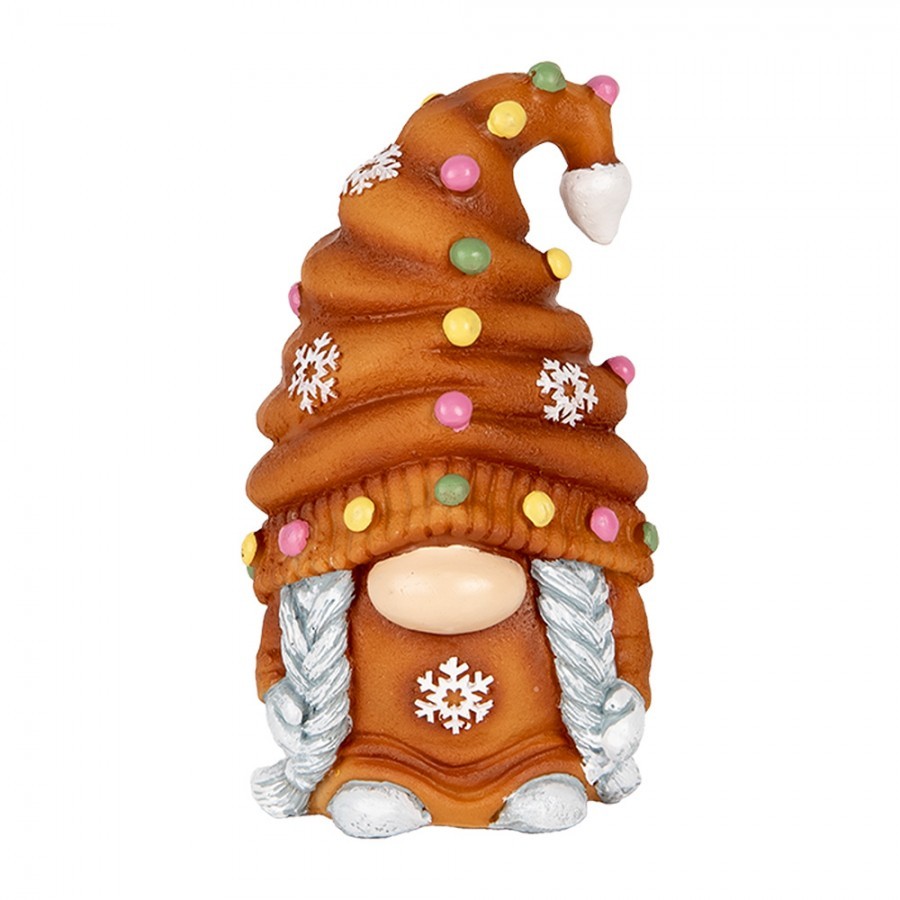 Decorative Figurine Gnome 8x8x13 Cm Brown Plastic - 8.0 cm