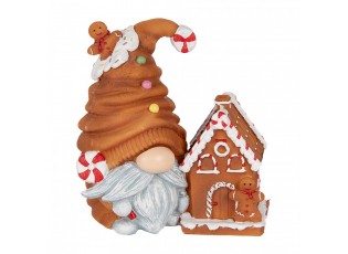 Christmas Decoration With LED Lighting Gnome 14x9x15 Cm Brown Plastic - 14.0 cm