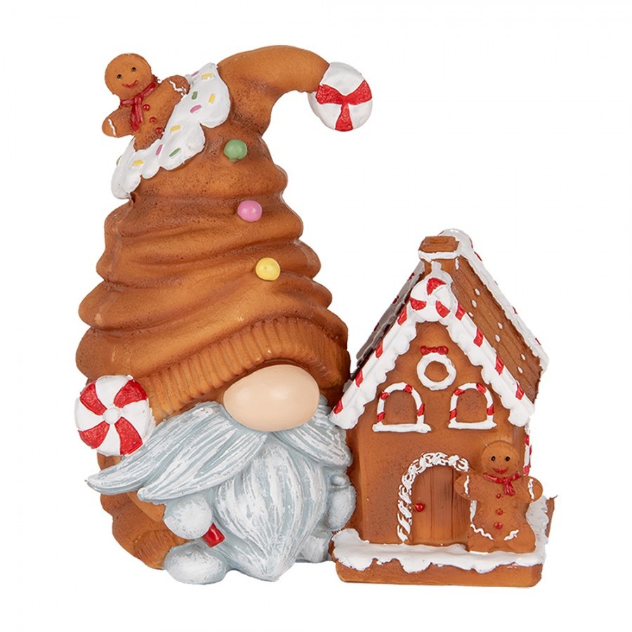 Christmas Decoration With LED Lighting Gnome 14x9x15 Cm Brown Plastic - 14.0 cm