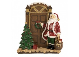 Červená vánoční dekorace Santa Claus u dveří - 18*7*20 cm