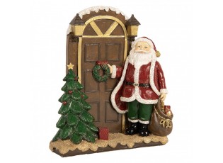 Červená vánoční dekorace Santa Claus u dveří - 18*7*20 cm