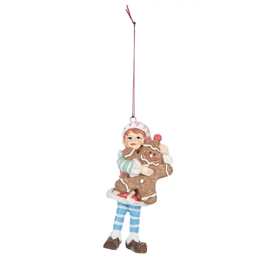 Závěsná vánoční dekorace Elf s perníčkem - 5*4*11cm