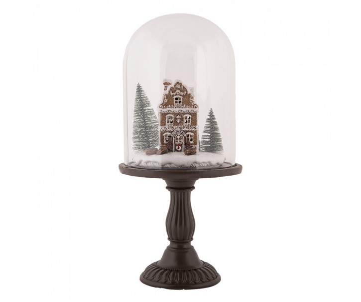 Perníková chaloupka v poklopu na podstavci Ginger Led - Ø 17*36 cm / 2*AAA Clayre & Eef