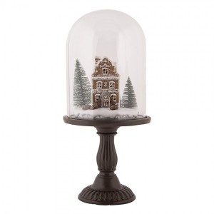 Perníková chaloupka v poklopu na podstavci Ginger Led - Ø 17*36 cm / 2*AAA