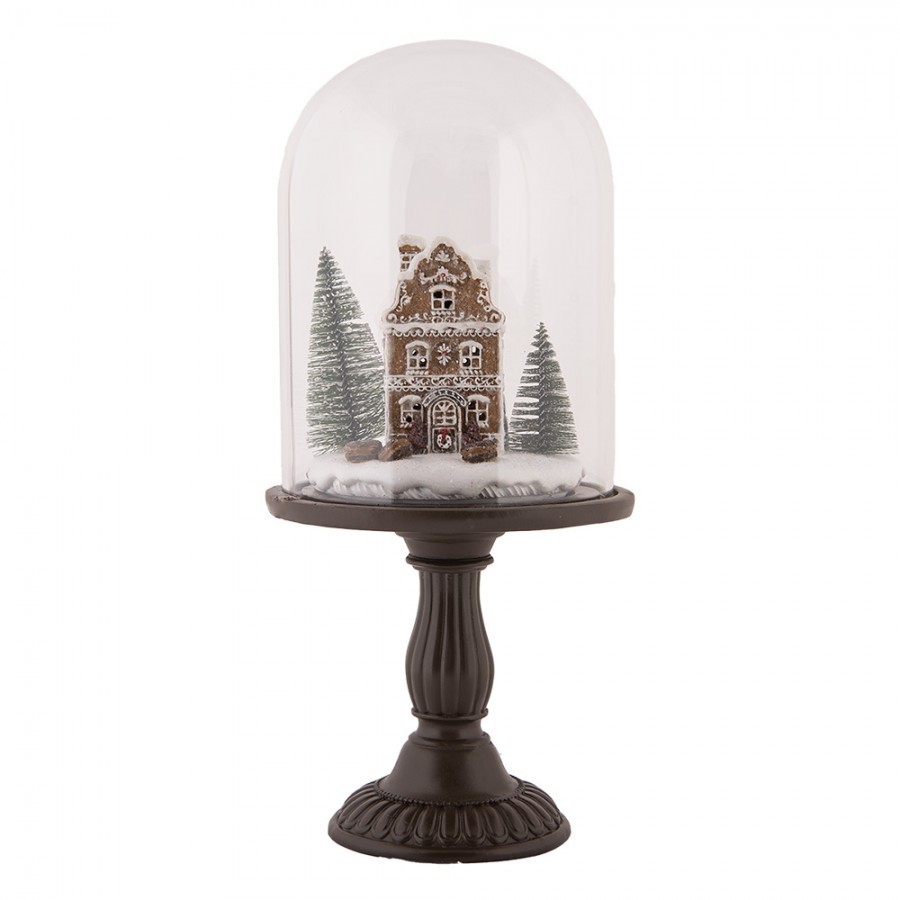 Perníková chaloupka v poklopu na podstavci Ginger Led -  Ø 17*36 cm / 2*AAA 6GL5190