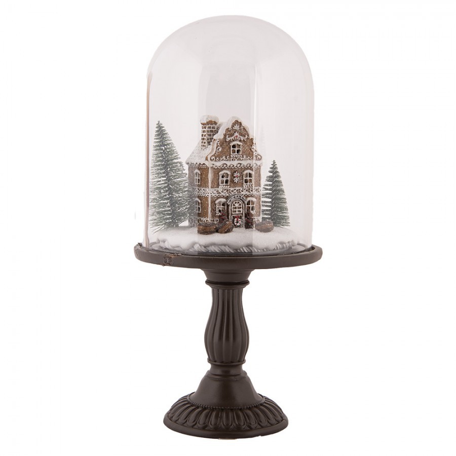 Perníková chaloupka v poklopu na podstavci Ginger Led - Ø 17*36 cm / 2*AAA