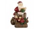 Červená vánoční dekorace Santa stojící u křesla s dětmi - 17*13*18 cm Clayre & Eef