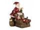 Červená vánoční dekorace Santa stojící u křesla s dětmi - 17*13*18 cm Clayre & Eef