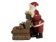 Červená vánoční dekorace Santa stojící u křesla s dětmi - 17*13*18 cm Clayre & Eef