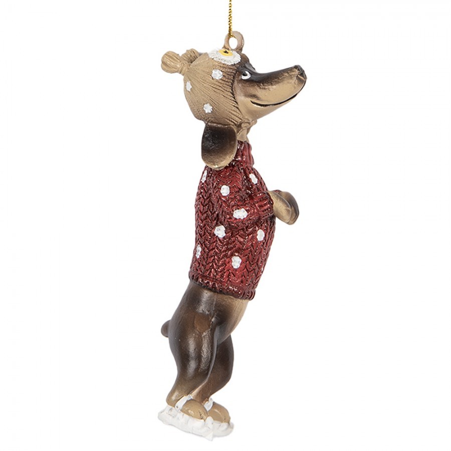 Závěsná dekorace jezevčík Dachshund ve svetříku - 4*3*10 cm