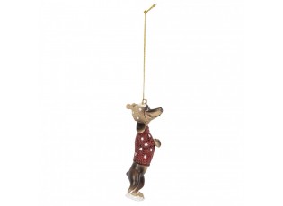 Závěsná dekorace jezevčík Dachshund ve svetříku - 4*3*10 cm
