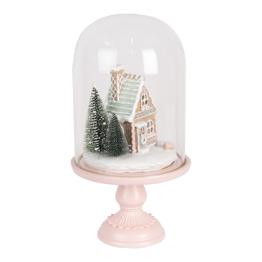 Perníková chaloupka v poklopu na podstavci Ginger Led -  Ø 17*30 cm / 2*AAA 6GL5191