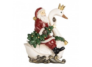 Červená vánoční dekorace Santa Claus na labuti - 13*10*16 cm
