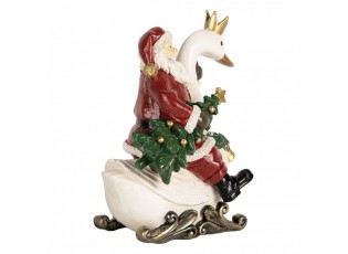 Červená vánoční dekorace Santa Claus na labuti - 13*10*16 cm