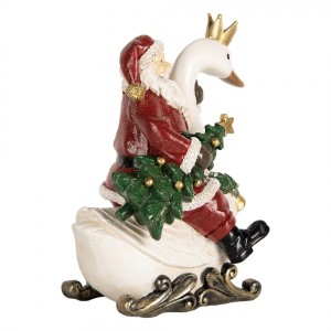 Červená vánoční dekorace Santa Claus na labuti - 13*10*16 cm