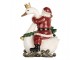 Červená vánoční dekorace Santa Claus na labuti - 13*10*16 cm Clayre & Eef