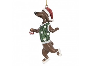 Závěsná dekorace jezevčík Dachshund na bruslích - 6*3*10 cm