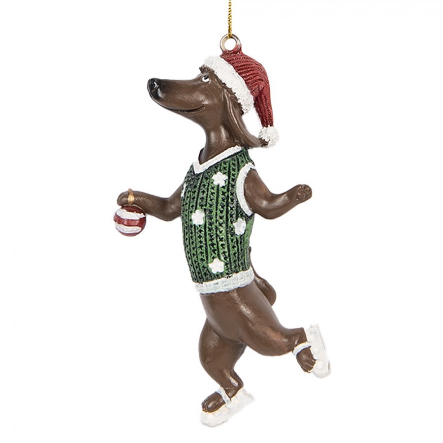 Závěsná dekorace jezevčík Dachshund na bruslích - 6*3*10 cm