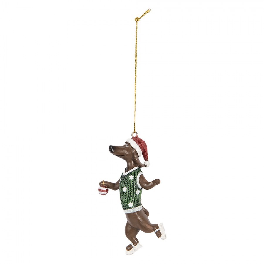 Závěsná dekorace jezevčík Dachshund na bruslích - 6*3*10 cm