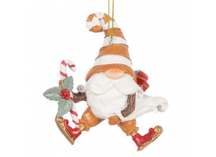 Christmas Ornament Gnome 8x4x10 Cm Orange Plastic - 8.0 cm