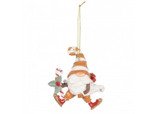 Christmas Ornament Gnome 8x4x10 Cm Orange Plastic - 8.0 cm